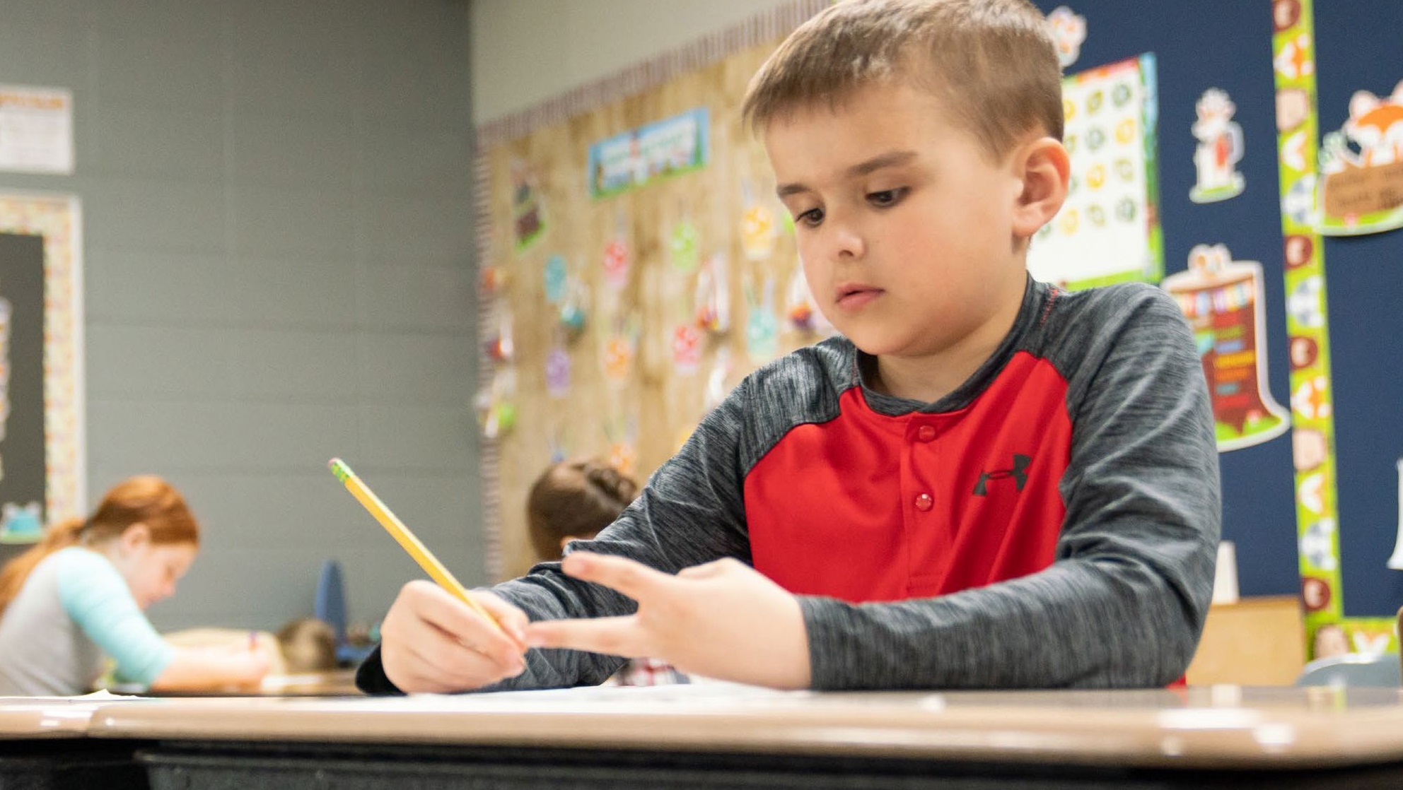 Student working on math