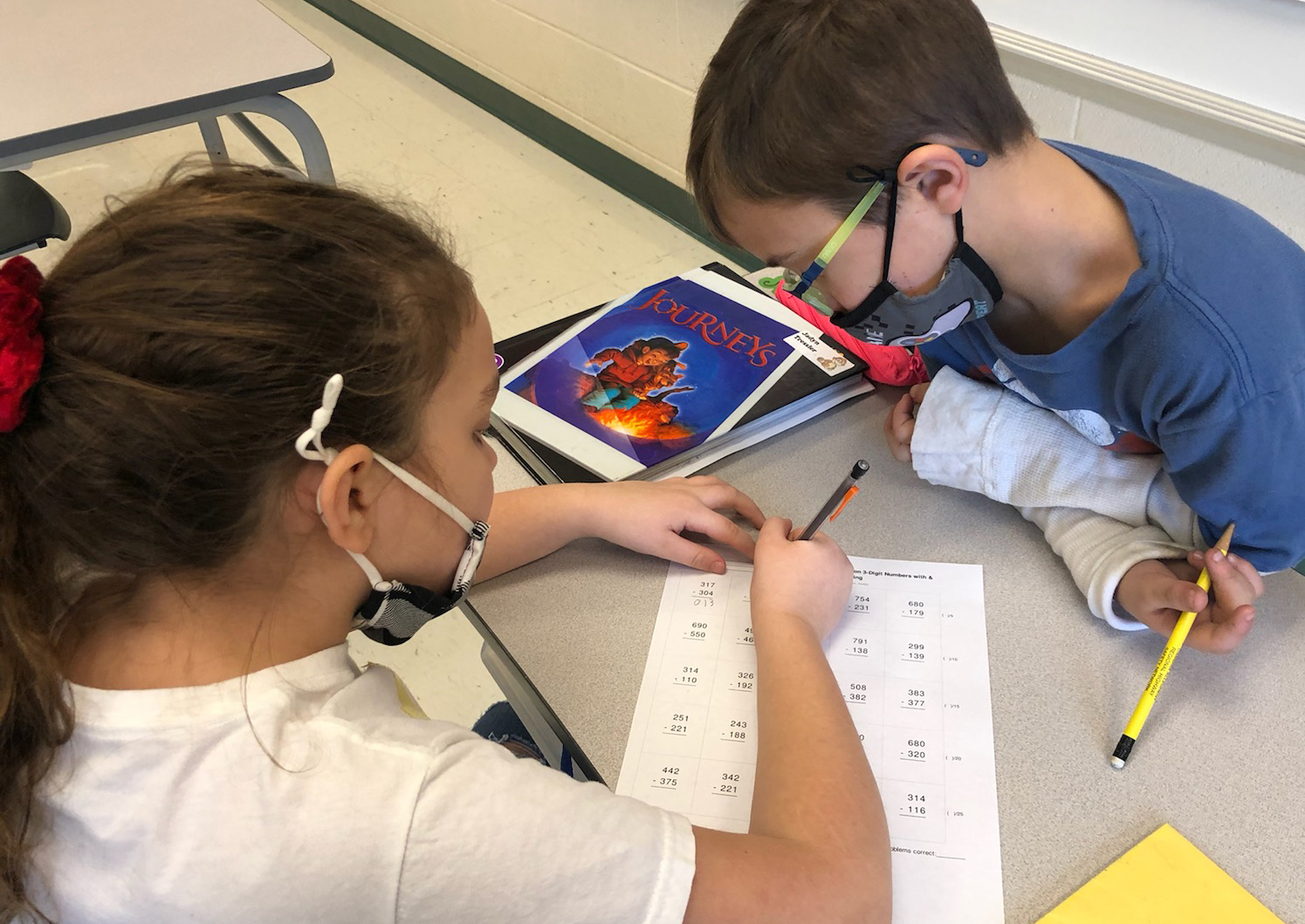 Students working together on math problems