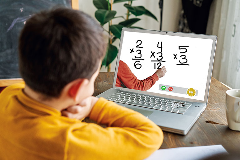 Student working on computer