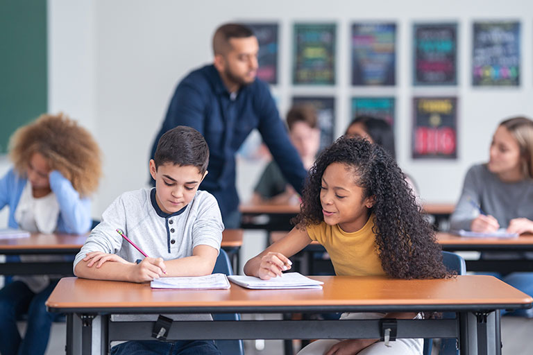 Students working