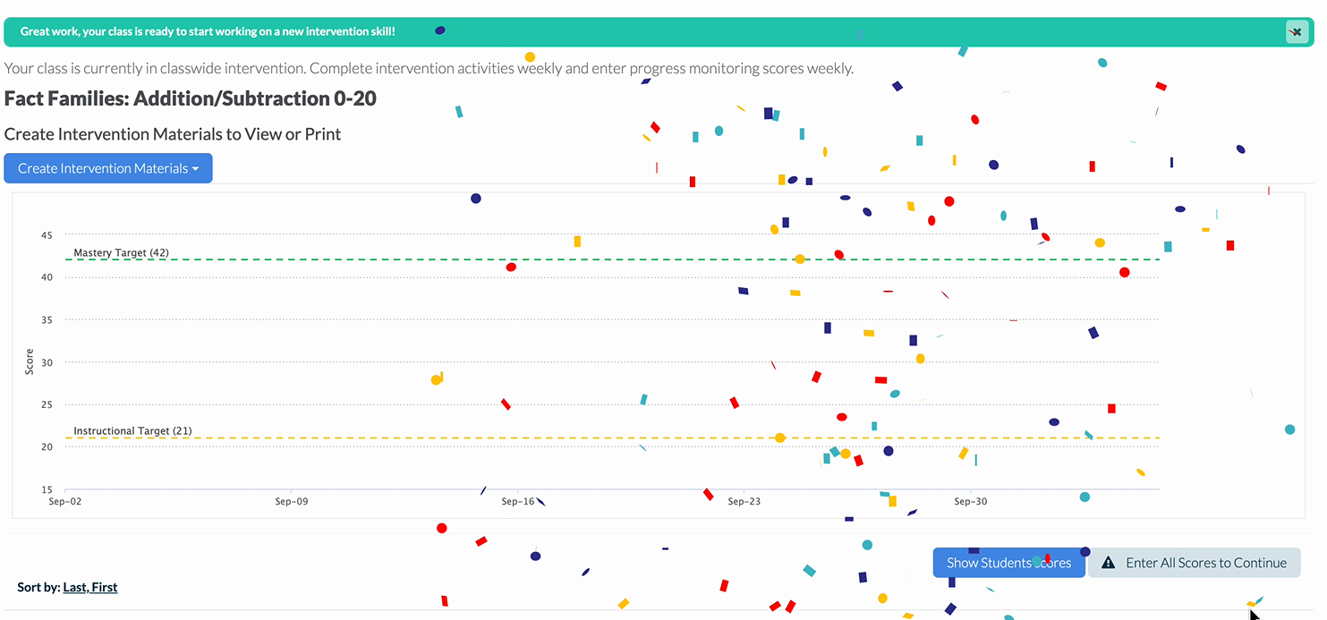 Screenshot of dashboard with confetti 